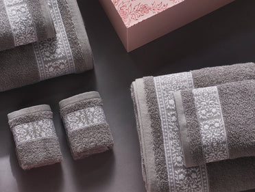 Spaces Tvara Grey Flannel Towel Set | 100% Cotton, 400 GSM