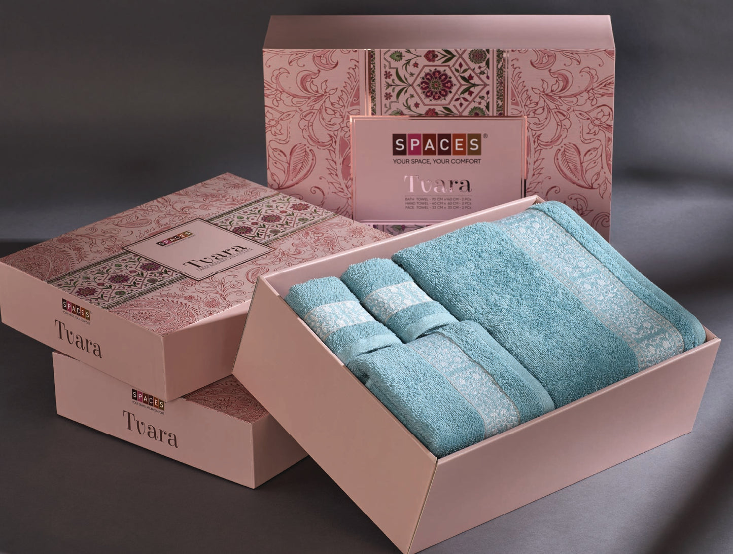Spaces Tvara Tourmaline Solid 100% Cotton 400 GSM Towel Combo - 28 x 55 Cm