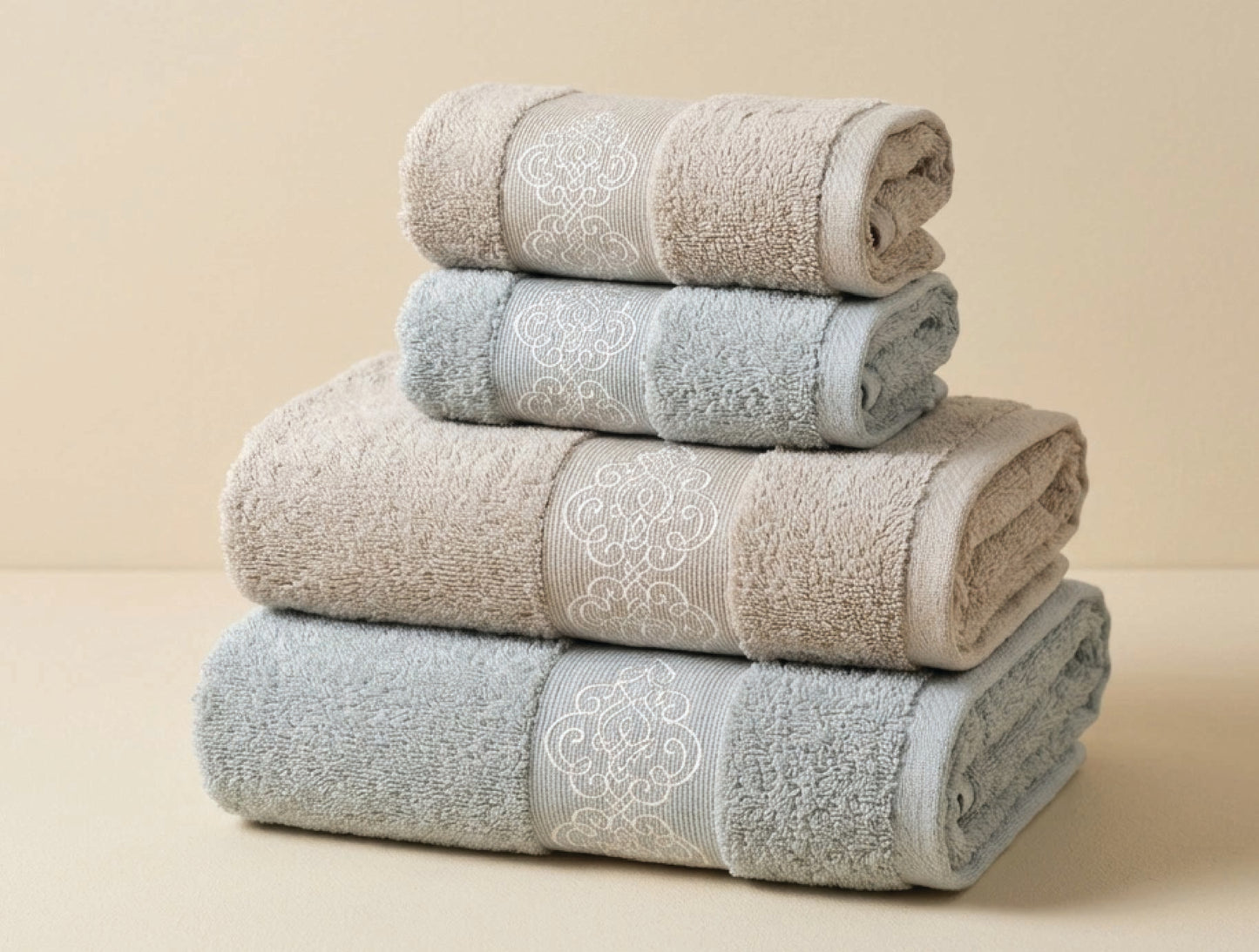 Spaces Aurum Pale Pacific Solid 100% Cotton 400 GSM Towel Combo - 28 x 55 Inches