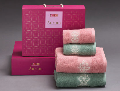 Spaces Aurum Thyme Solid 100% Cotton 400 GSM Towel Combo - 28 x 55 Inches