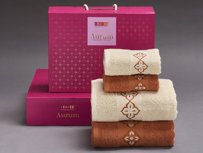 Spaces Aurum Sierra Solid 100% Cotton 400 GSM Towel Combo - 28 x 55 Inches