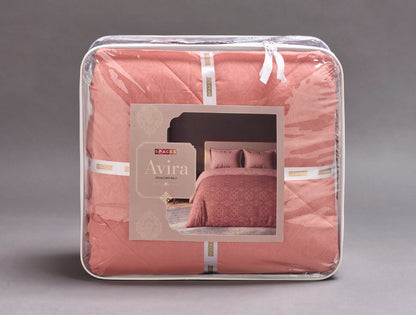Spaces Avira Dusty Pink Ornate Microfiber Double Quilt - 88 x 106 Inches