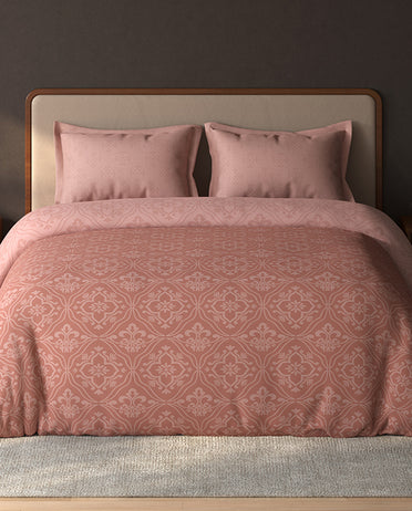 Spaces Avira Dusty Pink Ornate Microfiber Double Quilt - 88 x 106 Inches