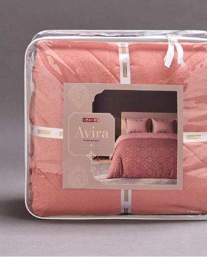 Spaces Avira Dusty Pink Ornate Microfiber Double Quilt - 88 x 106 Inches