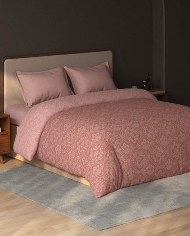 Spaces Avira Dusty Pink Ornate Microfiber Double Quilt - 88 x 106 Inches