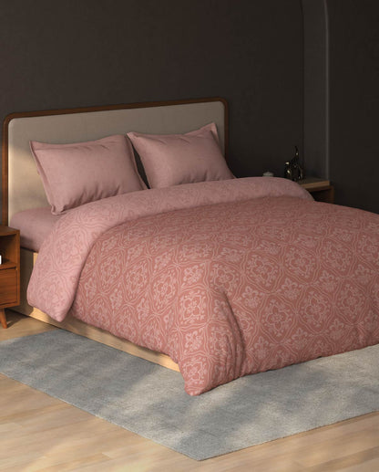 Spaces Avira Dusty Pink Ornate Microfiber Double Quilt - 88 x 106 Inches