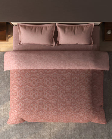 Spaces Avira Dusty Pink Ornate Microfiber Double Quilt - 88 x 106 Inches