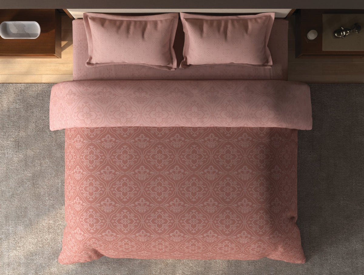 Spaces Avira Dusty Pink Ornate Microfiber Double Quilt - 88 x 106 Inches
