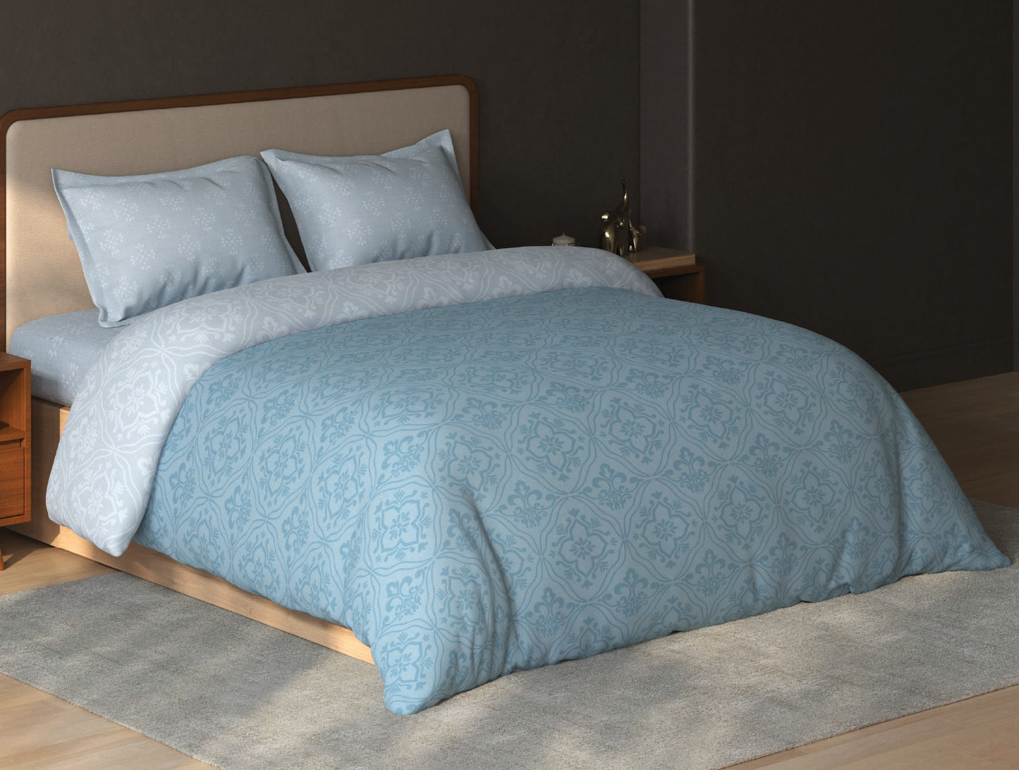 Spaces Avira Ether Ornate Microfiber Double Quilt - 88 x 106 Inches