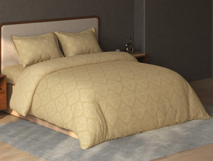 Spaces Avira Honey Ornate Microfiber Double Quilt - 88 x 106 Inches