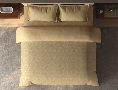 Spaces Avira Honey Ornate Microfiber Double Quilt - 88 x 106 Inches