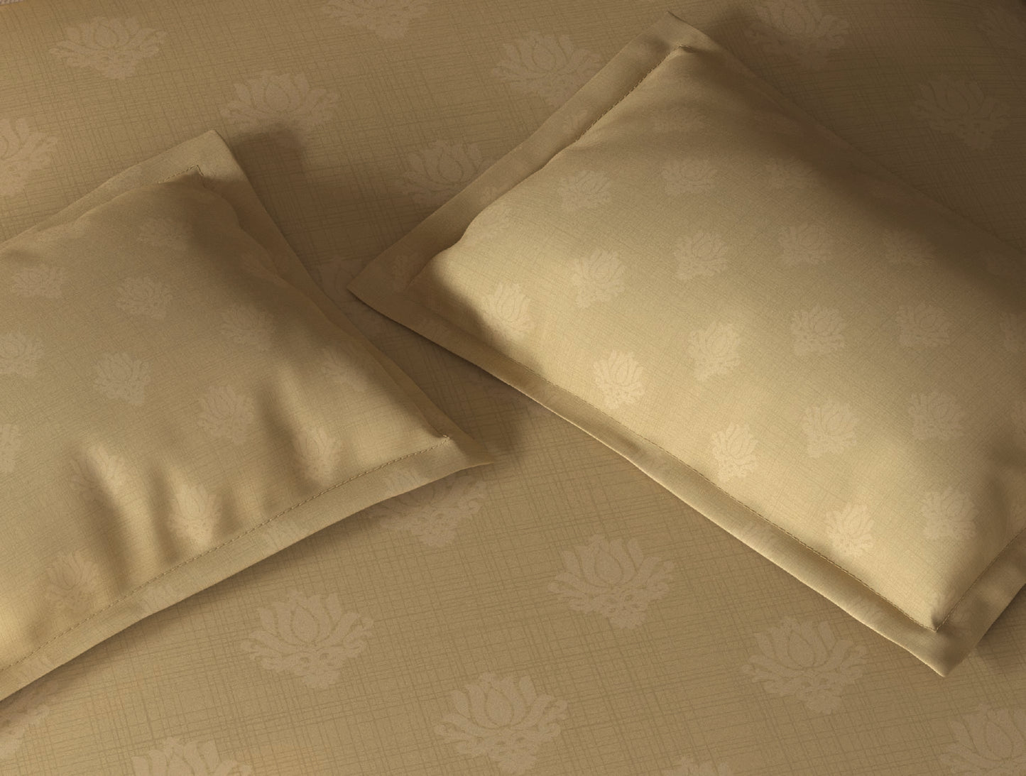 Spaces Avira Honey Ornate Microfiber Double Quilt - 88 x 106 Inches