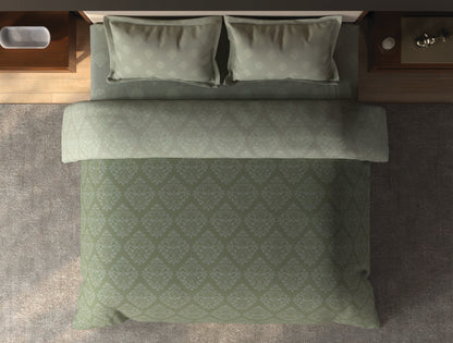 Spaces Avira Sage Ornate Microfiber Double Quilt - 88 x 106 Inches