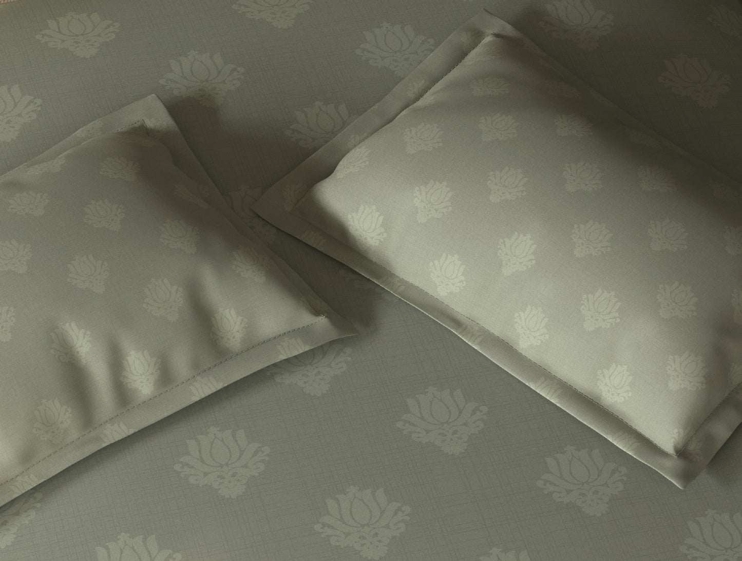 Spaces Avira Sage Ornate Microfiber Double Quilt - 88 x 106 Inches