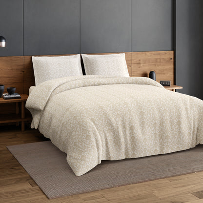 Elegance 100% Cotton Large Bedsheet, 300 TC, Geometric, Cream