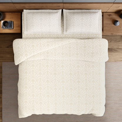 Elegance 100% Cotton Large Bedsheet, 300 TC, Geometric, Cream