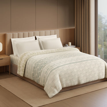 Luxury Loom Impressions 100% Egyptian Cotton Double Quilt, 350 TC, Geometric, Cream