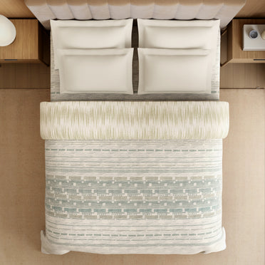 Luxury Loom Impressions 100% Egyptian Cotton Double Quilt, 350 TC, Geometric, Cream