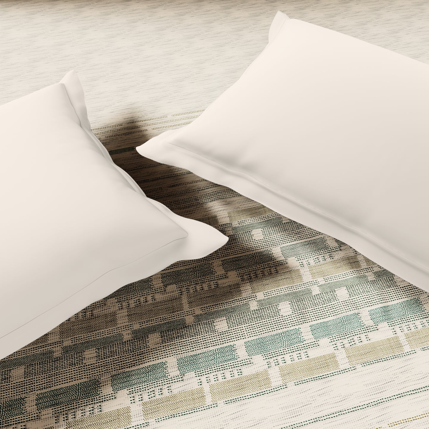 Luxury Loom Impressions 100% Egyptian Cotton Double Quilt, 350 TC, Geometric, Cream