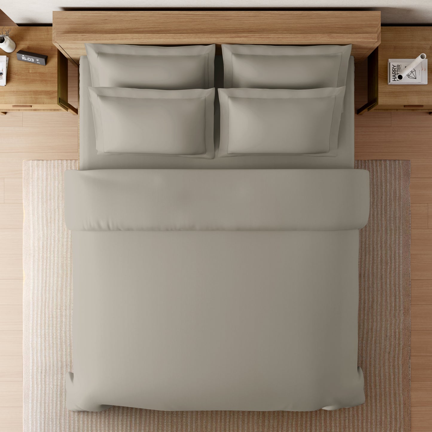 Solid Light Grey Solid King Size Bedsheet - Eminence By Spaces