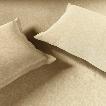 Elegance 100% Cotton Large Bedsheet, 300 TC, Ornate, Light Brown