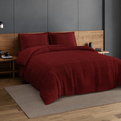 Elegance 100% Cotton Large Bedsheet, 300 TC, Ornate, Dark Red