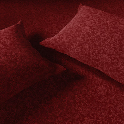 Elegance 100% Cotton Large Bedsheet, 300 TC, Ornate, Dark Red