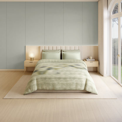 Luxury Loom Impressions 100% Egyptian Cotton Double Quilt, 350 TC, Geometric, Light Green