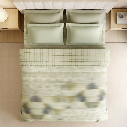 Luxury Loom Impressions 100% Egyptian Cotton Double Quilt, 350 TC, Geometric, Light Green