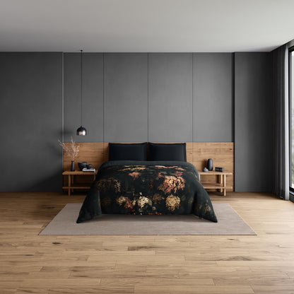 Elegance Noir 100% Cotton Double Quilt, 210TC, Floral, Dark Green