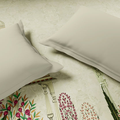 Rangana Digital 100% Cotton Double Quilt, 300 TC, Ornate, Light Yellow