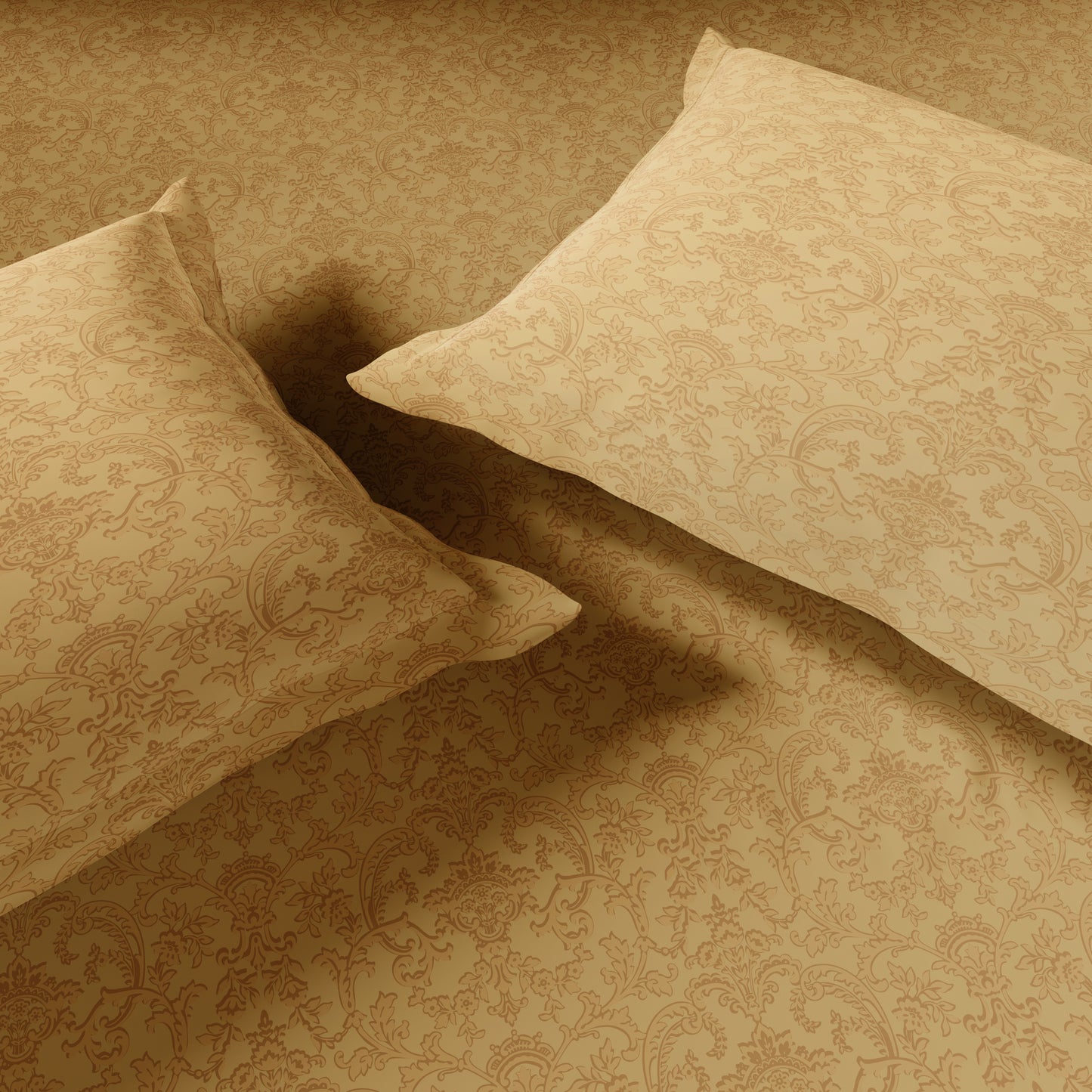 Elegance 100% Cotton Large Bedsheet, 300 TC, Ornate, Light Yellow
