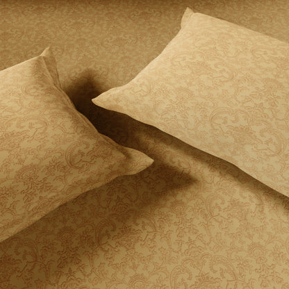 Elegance 100% Cotton Large Bedsheet, 300 TC, Ornate, Light Yellow