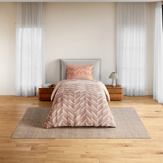 Essentials 100% Cotton Single Bedsheet, 144 TC, Geometric, Beige