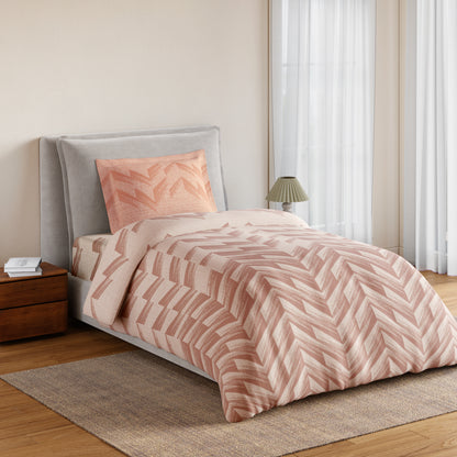 Essentials 100% Cotton Single Bedsheet, 144 TC, Geometric, Beige