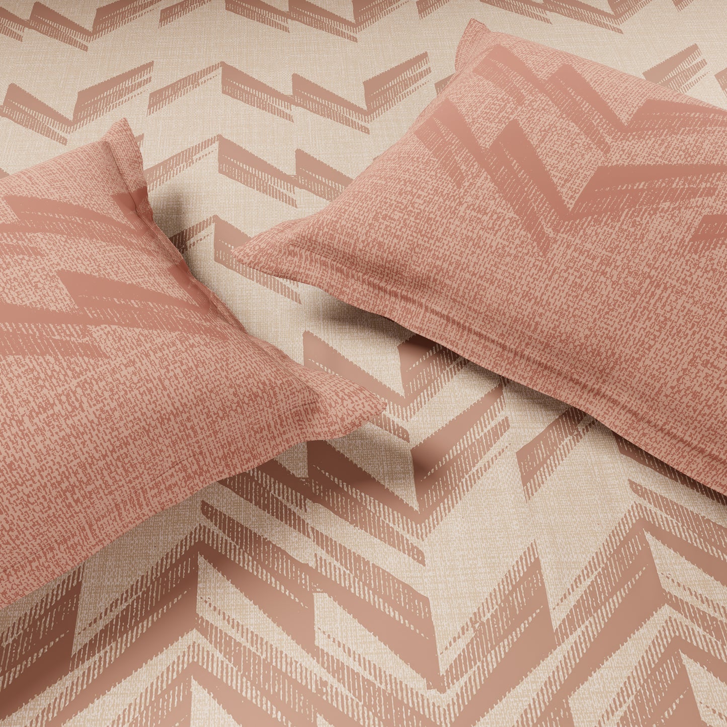 Essentials 100% Cotton Single Bedsheet, 144 TC, Geometric, Beige