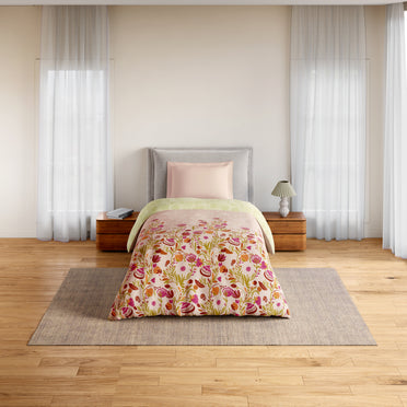 Essentials 100% Cotton Single Quilt, 144 TC, Floral, Blush