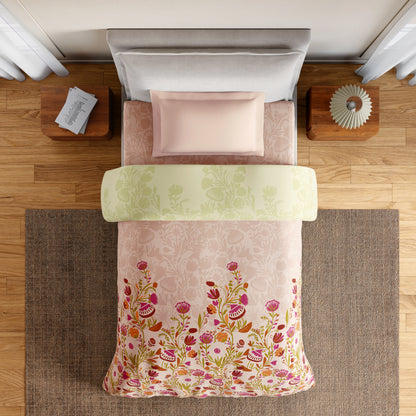 Essentials 100% Cotton Single Quilt, 144 TC, Floral, Blush