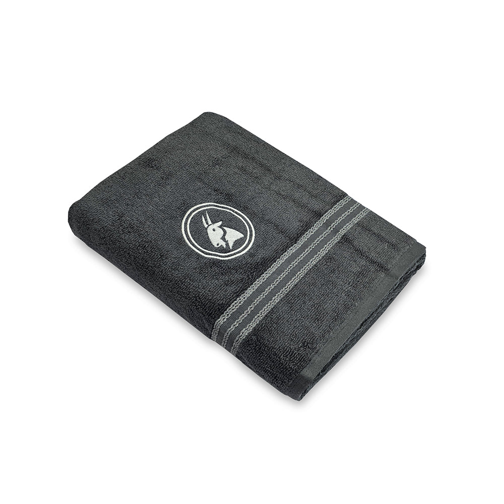 Astrogram Capricorn Zodiac 100% Cotton Bath Towel, 500 GSM, Embroidered, Dark Grey