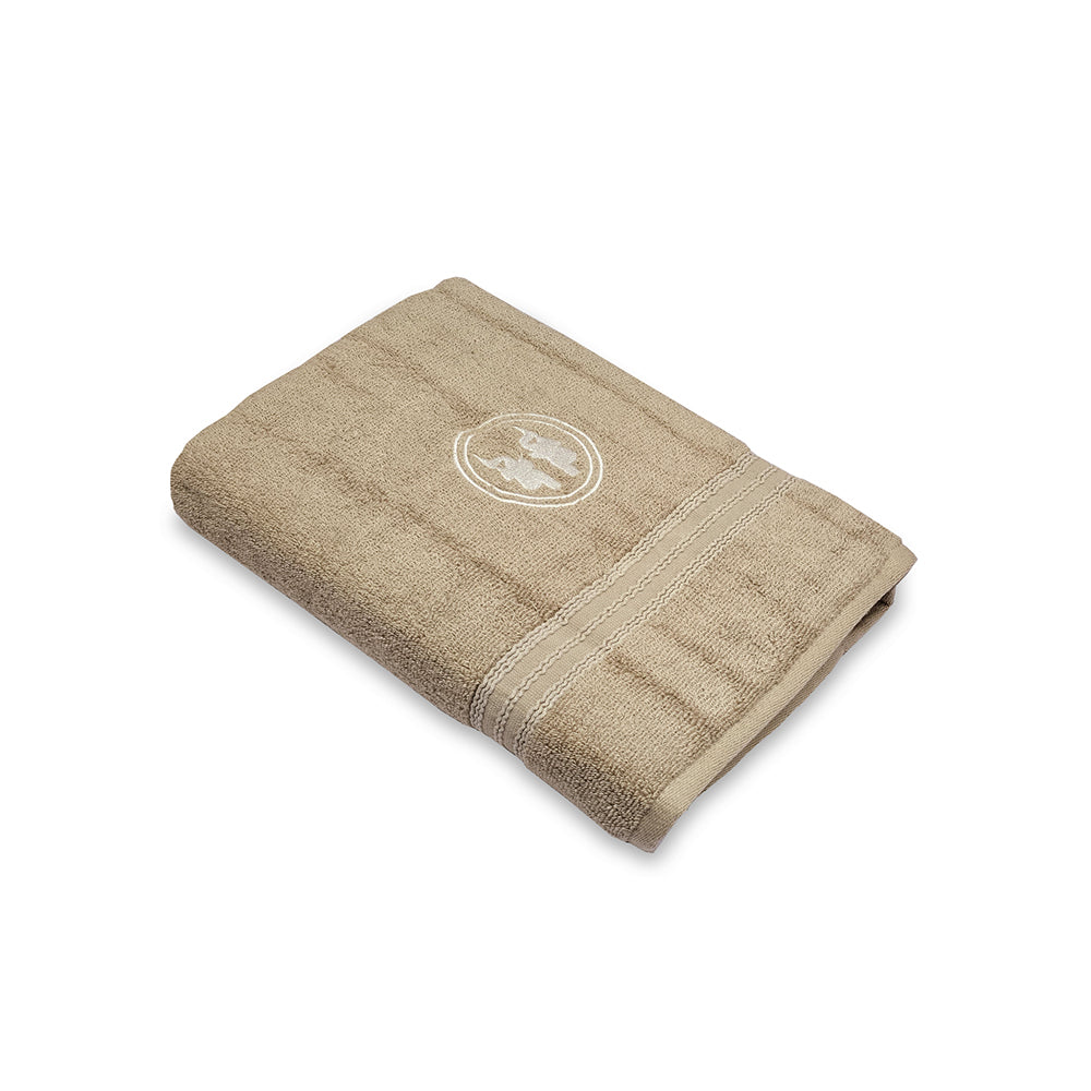 Astrogram Gemini Zodiac 100% Cotton Bath Towel, 500 GSM, Embroidered, Light Brown