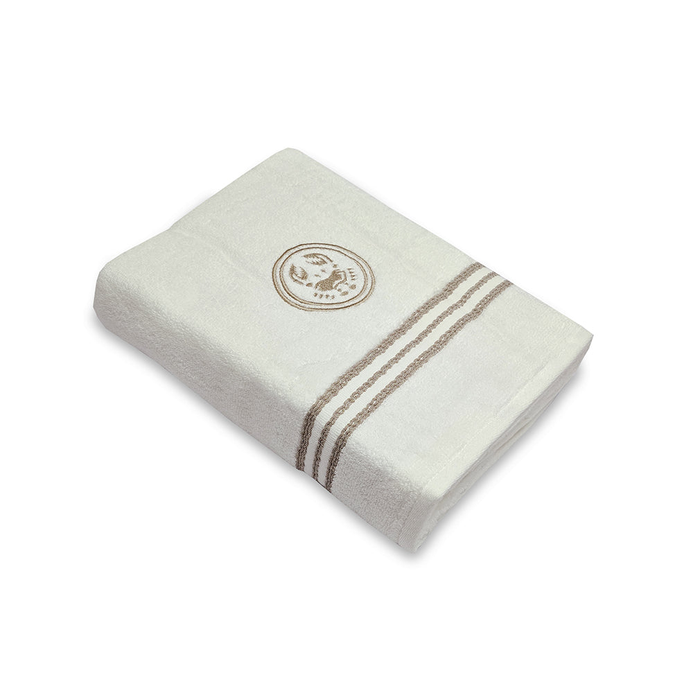 Astrogram Cancer Zodiac 100% Cotton Bath Towel, 500 GSM, Embroidered, White