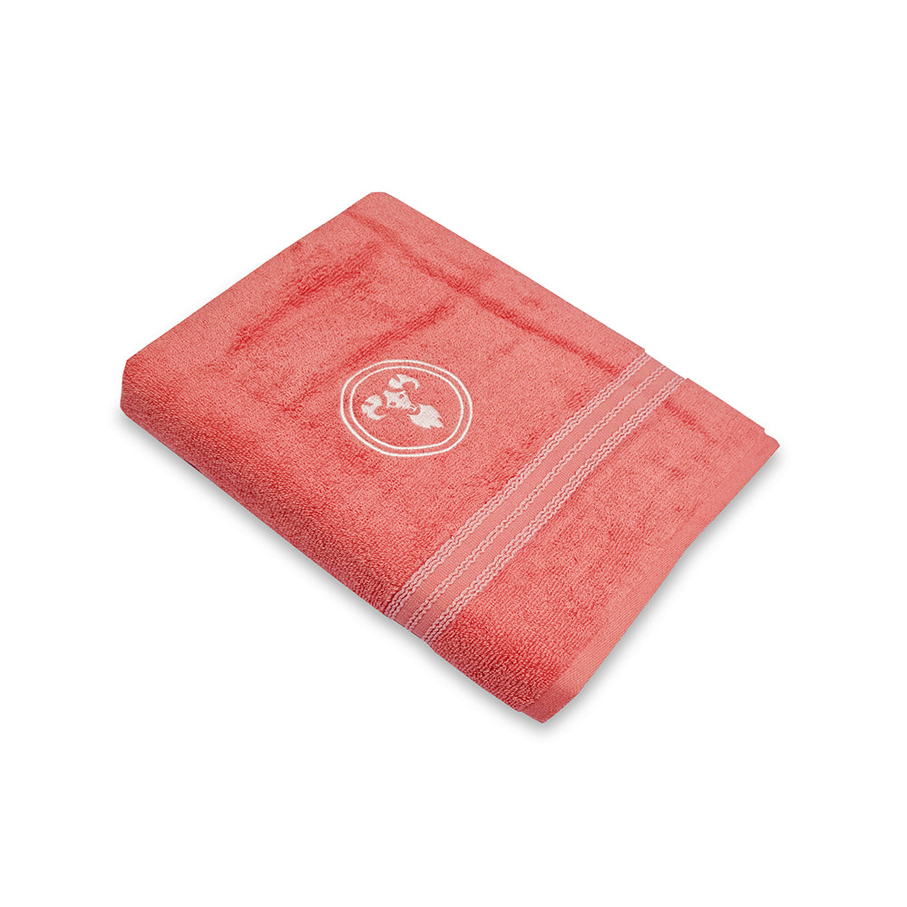 Astrogram Aries Zodiac 100% Cotton Bath Towel, 500 GSM, Embroidered, Red