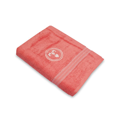 Astrogram Aries Zodiac 100% Cotton Bath Towel, 500 GSM, Embroidered, Red