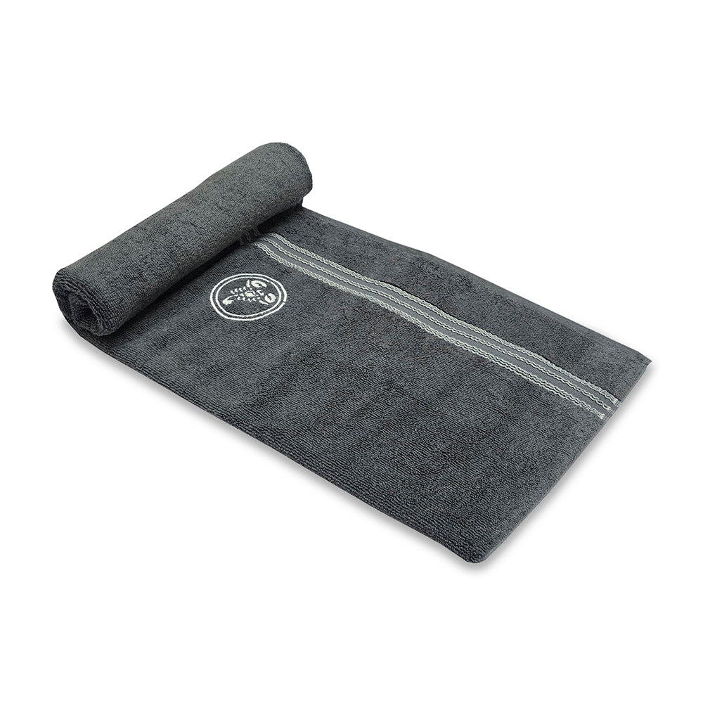 Astrogram Scorpio Zodiac 100% Cotton Bath Towel, 500 GSM, Embroidered, Grey
