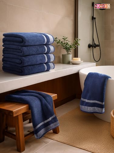 Midnight Blue - Dark Blue 100% Cotton Bath Towel - Hygro By Spaces