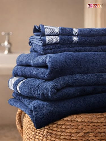 Midnight Blue - Dark Blue 100% Cotton Bath Towel - Hygro By Spaces