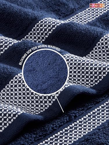 Midnight Blue - Dark Blue 100% Cotton Bath Towel - Hygro By Spaces