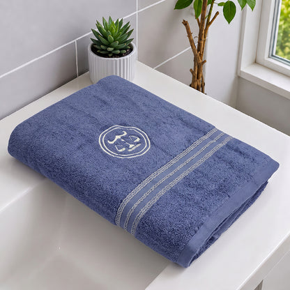 Astrogram Libra Zodiac 100% Cotton Bath Towel, 500 GSM, Embroidered, Blue