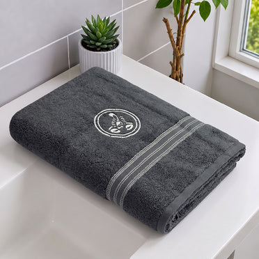 Astrogram Libra Zodiac 100% Cotton Bath Towel, 500 GSM, Embroidered, Blue