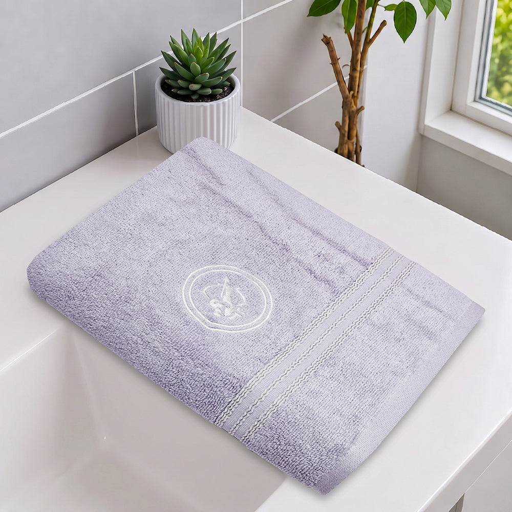 Astrogram Sagittarius Zodiac 100% Cotton Bath Towel, 500 GSM, Embroidered, Light Violet